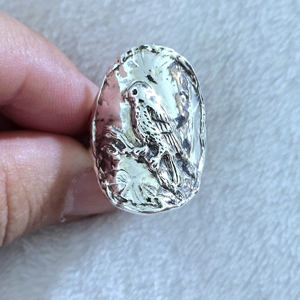 Noa Zuman Sterling Silver🤍 Embossed Bird🐦 Ring💍